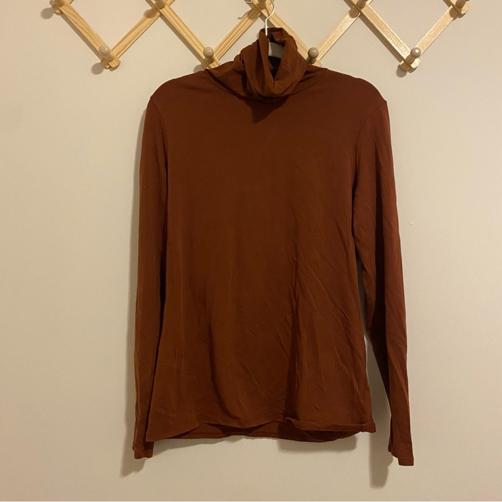 Peruvian Connection Brick Red Long Sleeve Turtleneck Top size Large